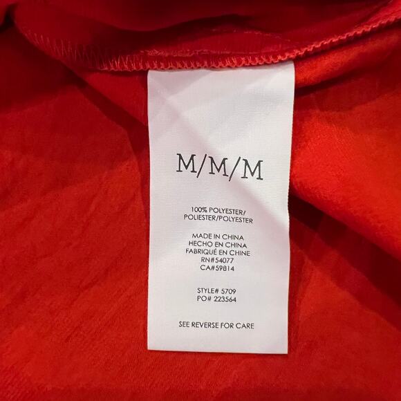 CAbi Aurora Vermillion Bright Red Ruched Sleeved V-Neck Blouse - SIZE M - Picture 5 of 8